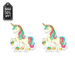 🦄BOGO 50% OFF!🦄 🆕 Cute Handcrafted Unicorn Acrylic Stud Earrings